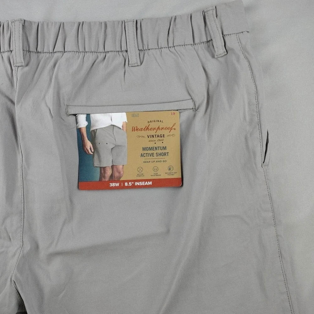 Weatherproof Vintage Shorts Mens 38x8.5 Gray  Stretch Momentum Active NWT
